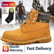 Safety Work Style Men Shoes Yellow Lace Up Steel Toe