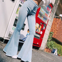 Fashion High Waist Flare Jeans Women Bell Bottom Denim