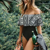 2019 New Sexy Off the Shoulder Solid Swimwear Women One Piece Swimsuit