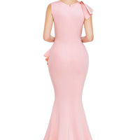 Asymmetric Pleats Detail Elegant Long Party Dress