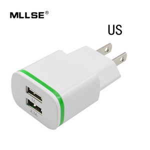 US EU Plug 2 Ports USB Charger