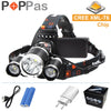 POPPAS LED Headlamp 10000LM XML-T6 Headlight