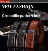 Dinisiton Men Genuine Leather Crocodile Belt
