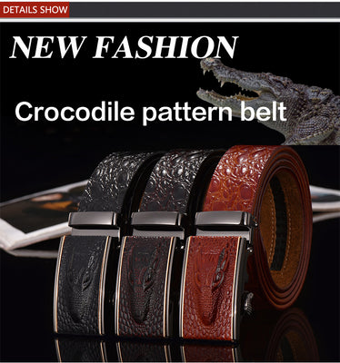 Dinisiton Men Genuine Leather Crocodile Belt