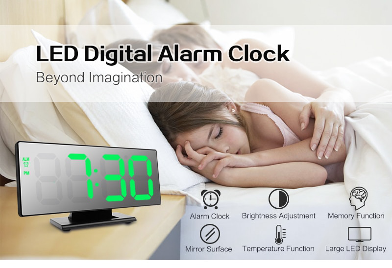 LED Mirror Digital Alarm Clock