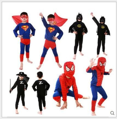 Spider Man, Batman, Superman, Zorro Kid  costumes