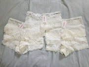 Lot of 7 Women Floral Lace Bikini Boy shorts Panties White